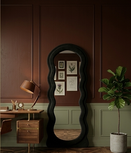 Waved Full Length Fabric Mirror – Handcrafted Statement Wall Décor