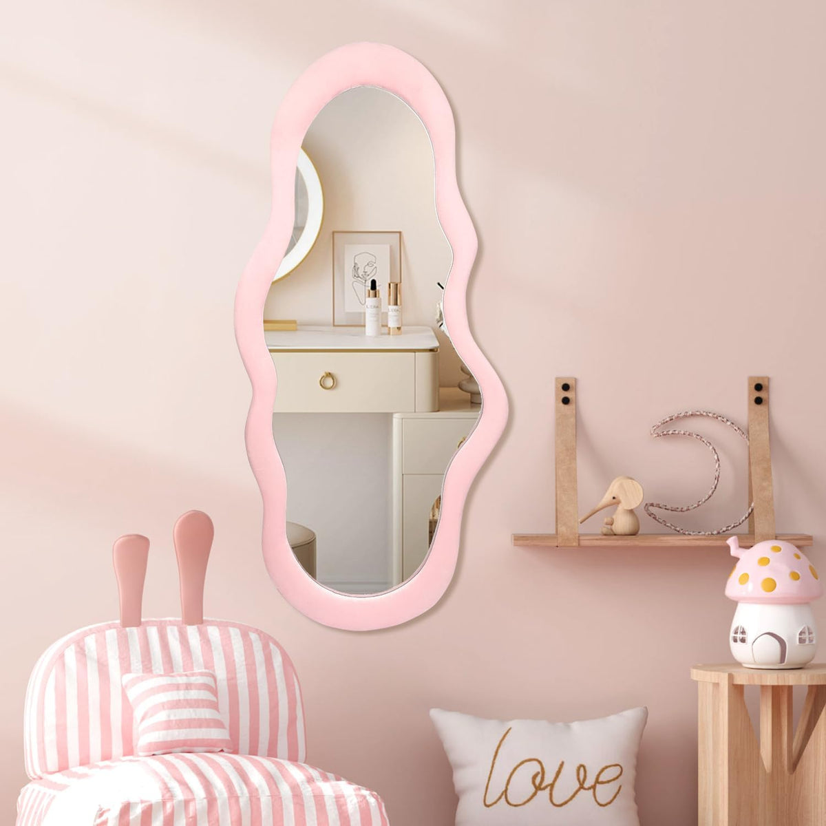 Cloud Reflekt Mirror – Handcrafted Soft-Edge Fabric Wall Décor