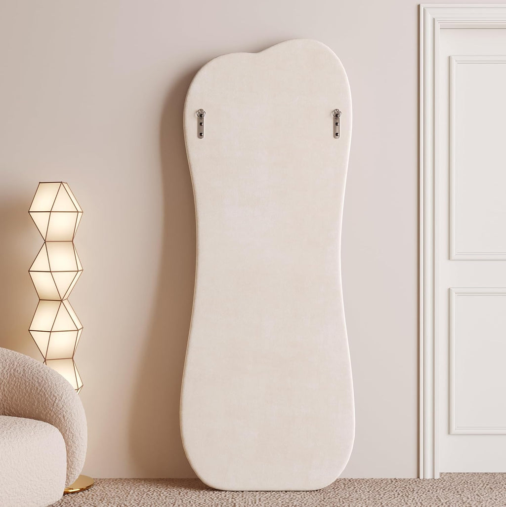 Wavy Mirror – Cream Flannel Frame Full-Length Statement Décor
