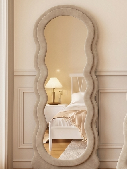 Waved Full Length Fabric Mirror – Handcrafted Statement Wall Décor