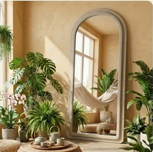 Arched Fabric Mirror – Handcrafted Full-Length Statement Wall Décor