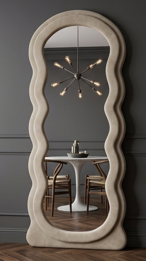 Waved Full Length Fabric Mirror – Handcrafted Statement Wall Décor