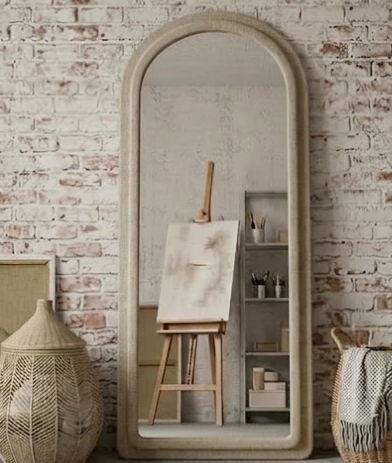 Arched Fabric Mirror – Handcrafted Full-Length Statement Wall Décor
