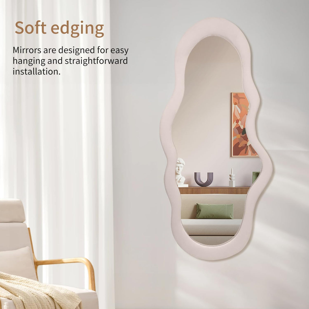 Cloud Reflekt Mirror – Handcrafted Soft-Edge Fabric Wall Décor