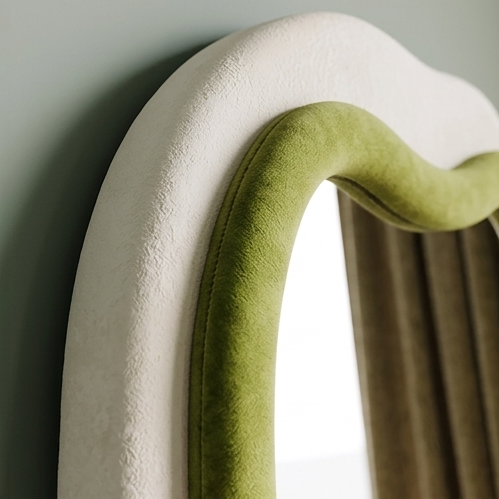 New Gen Wavy Mirror – Handcrafted Contrast-Trim Fabric Wall Décor