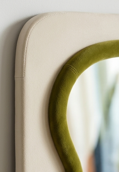 Luxury Wavy Trio Mirror – Two-Tone Fabric Statement Wall Décor