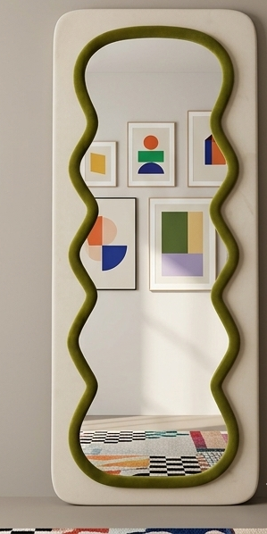 Luxury Wavy Trio Mirror – Two-Tone Fabric Statement Wall Décor