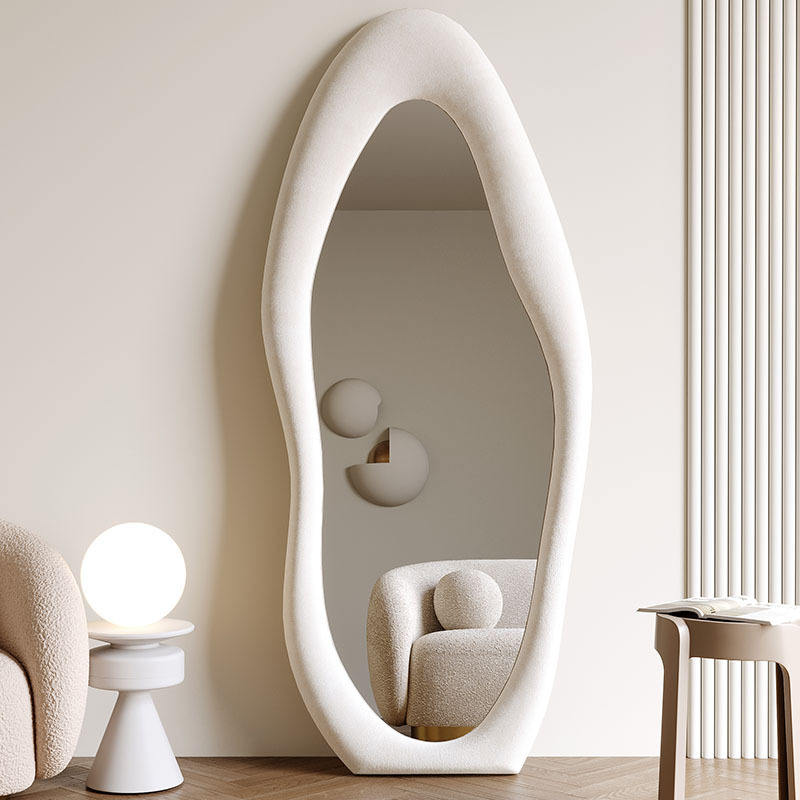 Viral Pinterest Cloud Mirror | Luxury Full Length Upholstered Mirror with Soft Sponge Padding |Modern Bedroom, Dressing Room & Studio Décor (Cream White, 60x160 cm) (White)