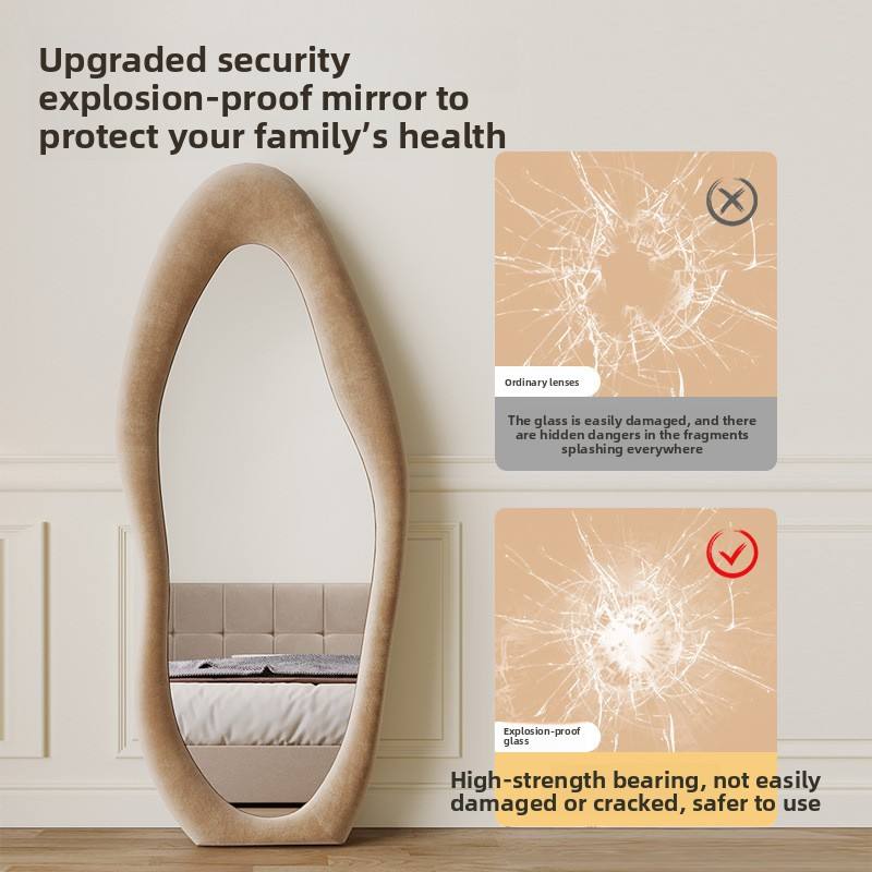 Viral Pinterest Cloud Mirror | Luxury Full Length Upholstered Mirror with Soft Sponge Padding |Modern Bedroom, Dressing Room & Studio Décor (Cream White, 60x160 cm) (White)