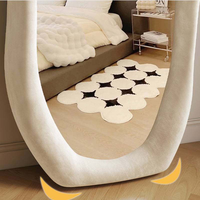 Viral Pinterest Cloud Mirror | Luxury Full Length Upholstered Mirror with Soft Sponge Padding |Modern Bedroom, Dressing Room & Studio Décor (Cream White, 60x160 cm) (White)