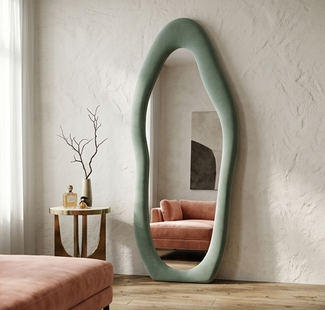 Luxe Cloud Mirror – Handcrafted Organic Fabric Statement Mirror