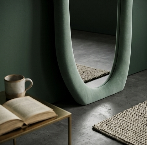 Luxe Cloud Mirror – Handcrafted Organic Fabric Statement Mirror