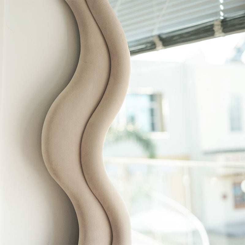 Waved Flat Top Fabric Mirror – Layered Statement Wall Décor