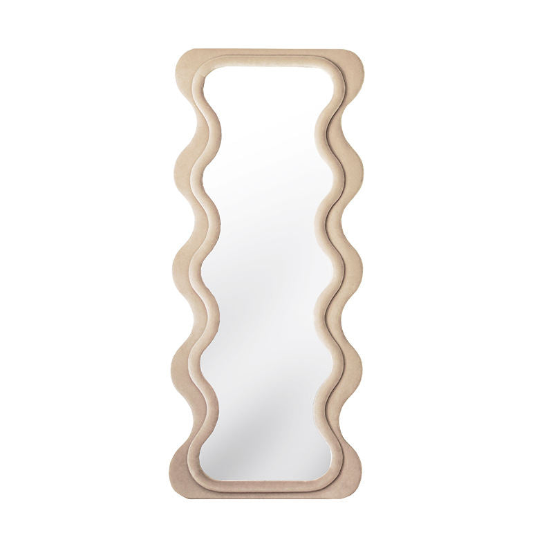 Waved Flat Top Fabric Mirror – Layered Statement Wall Décor