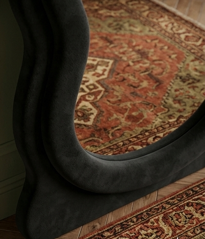 Waved Full Length Fabric Mirror – Handcrafted Statement Wall Décor