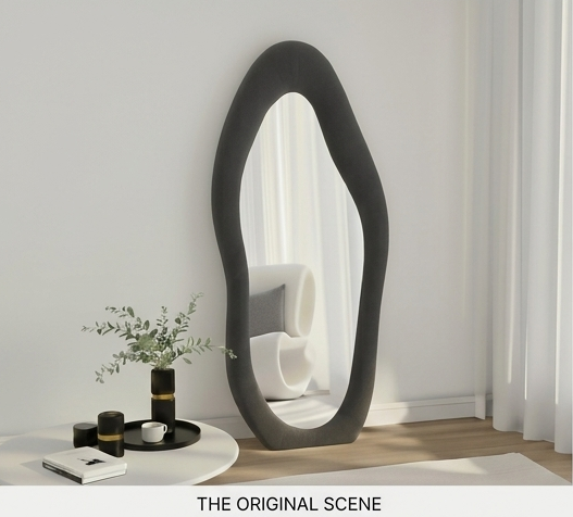 Luxe Cloud Mirror – Handcrafted Organic Fabric Statement Mirror