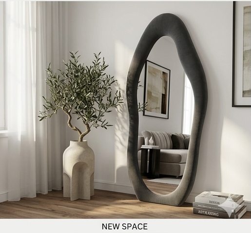 Luxe Cloud Mirror – Handcrafted Organic Fabric Statement Mirror