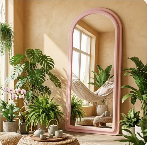 Arched Fabric Mirror – Handcrafted Full-Length Statement Wall Décor