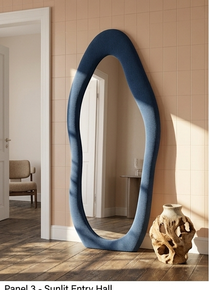 Luxe Cloud Mirror – Handcrafted Organic Fabric Statement Mirror