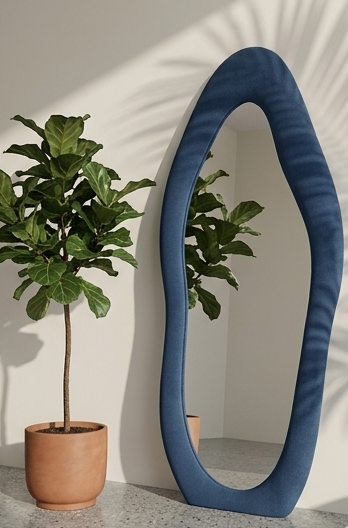 Luxe Cloud Mirror – Handcrafted Organic Fabric Statement Mirror