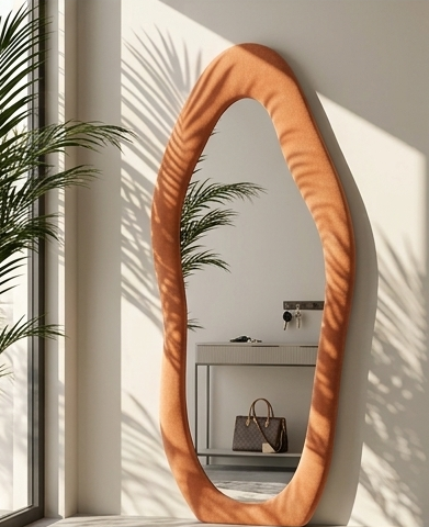 Luxe Cloud Mirror – Handcrafted Organic Fabric Statement Mirror
