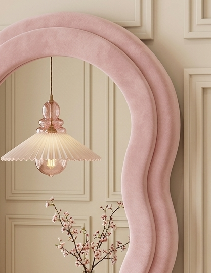 Waved Full Length Fabric Mirror – Handcrafted Statement Wall Décor