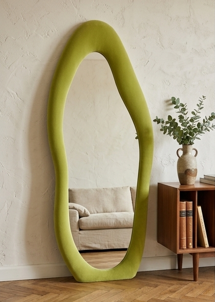 Luxe Cloud Mirror – Handcrafted Organic Fabric Statement Mirror