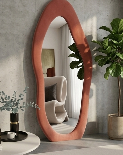 Luxe Cloud Mirror – Handcrafted Organic Fabric Statement Mirror
