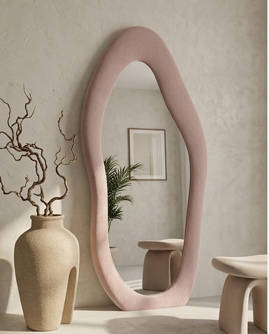 Luxe Cloud Mirror – Handcrafted Organic Fabric Statement Mirror