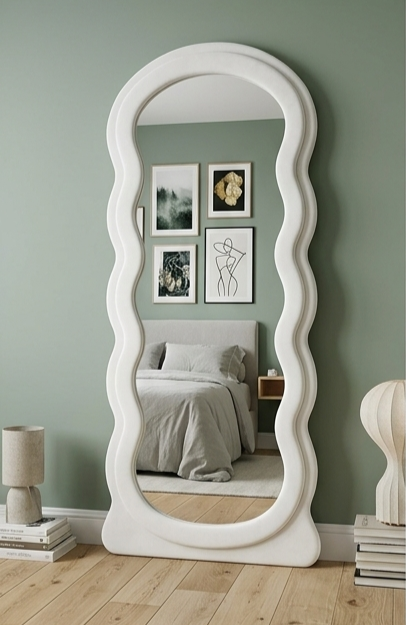 Waved Full Length Fabric Mirror – Handcrafted Statement Wall Décor