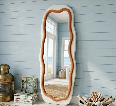 New Gen Wavy Mirror – Handcrafted Contrast-Trim Fabric Wall Décor