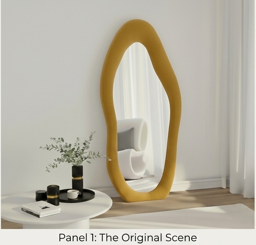 Luxe Cloud Mirror – Handcrafted Organic Fabric Statement Mirror