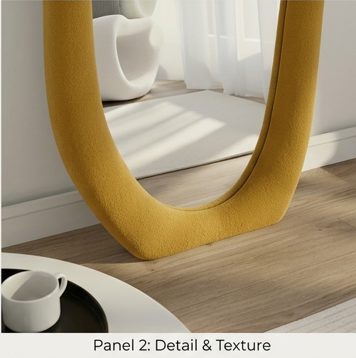 Luxe Cloud Mirror – Handcrafted Organic Fabric Statement Mirror