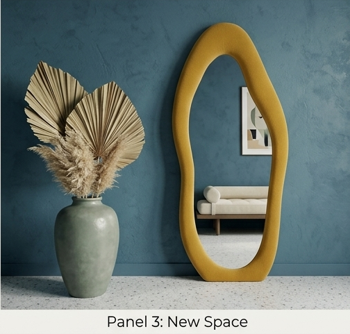 Luxe Cloud Mirror – Handcrafted Organic Fabric Statement Mirror